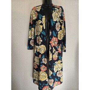 LuLa Rose Long Cardigan/Duster/Jacket Sz S TWO Pockets COTTAGECRE Vintage